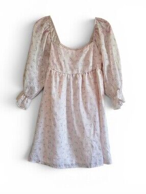 Thirty / Thirty Women's Pink Puff-Sleeve Mini Dress Size L